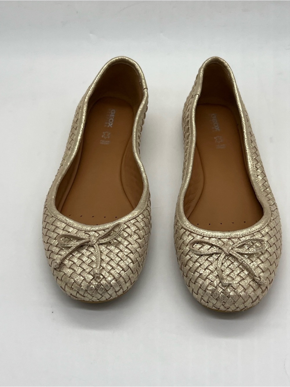 Geox Metallic Woven Ballet Flats - Gold